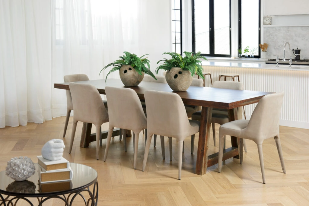 Open plan kitchen dining area